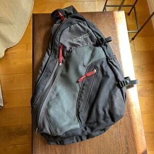 VTG Y2K Jansport Airlift Sling Backpack One Shoulder Strap Bag Gray Travel